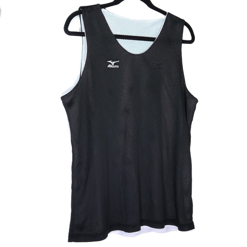 Mizuno Men's Reversible Mesh Tank Top Black White Activewear *READ* Sz L / XL